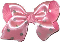 Pink Satin With Silver Dots Over Pink Grosgrain Dots